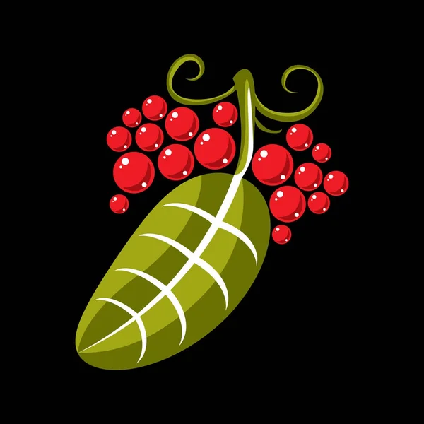 落葉樹 様式化された自然の要素の単純な緑ベクトルの葉 グラフィック デザインのエコロジー シンボルを使用できます 蔓と赤い種子や果実と葉 — ストックベクタ