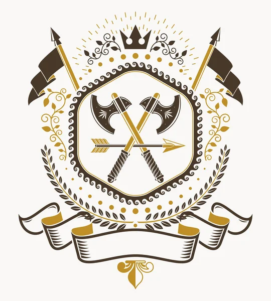 Emblema Elegante Vetor Heráldico Brasão Armas — Vetor de Stock