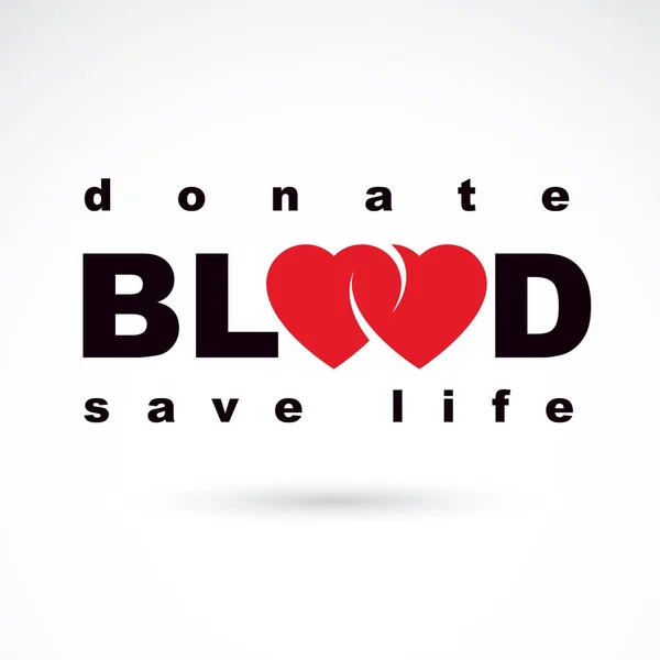 ボランティア ドナーシップ保健 医療の治療赤いハートと血液から構成される概念のロゴが値下がりしました — ストックベクタ