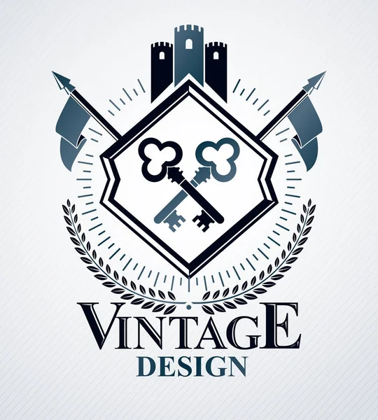 Vintage Heraldry Πρότυπο Σχεδιασμού Διάνυσμα Έμβλημα — Διανυσματικό Αρχείο