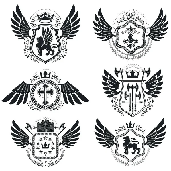 Hanedan işaretleri vintage öğeler vektör. Vintage tarzı sembollerde topluluğu.