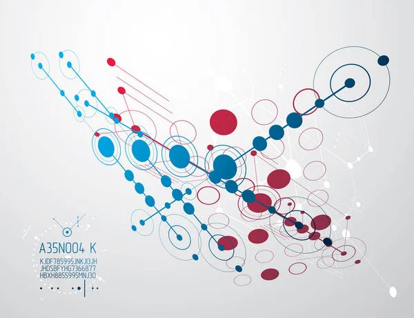 Tecnologia Engenharia Mecânica Vetor Fundo Abstrato Abstração Cibernética Com Esquemas — Vetor de Stock