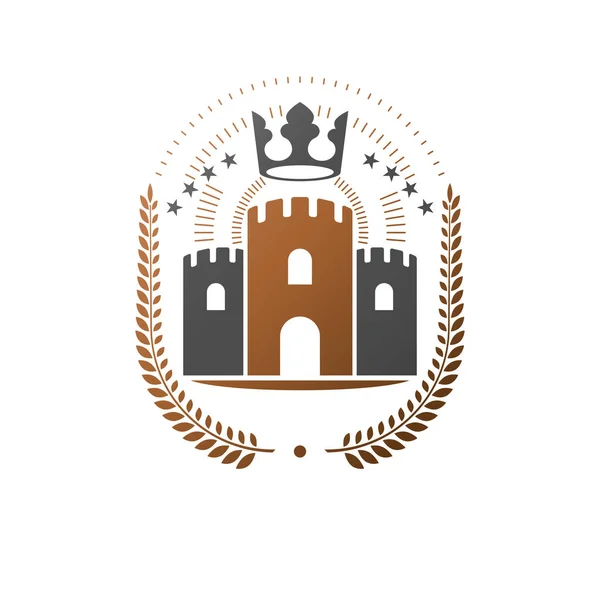 Эмблема Древнего Замка Геральдический Герб Декоративный Логотип Изолированной Векторной Иллюстрации — стоковый вектор