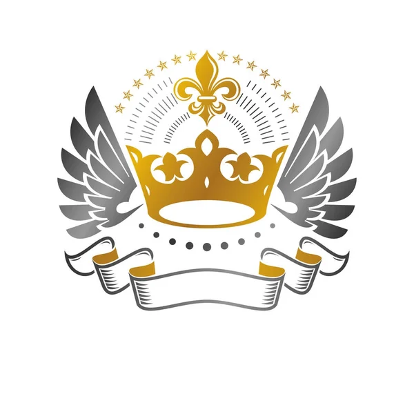 Imperial Crown Embleem Heraldische Wapen Vintage Vector Logo Antieke Logo — Stockvector