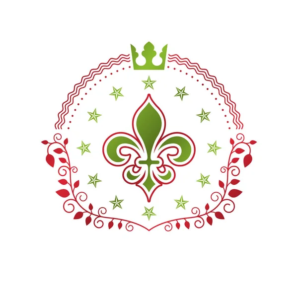 Koninklijk Symbool Lily Flower Grafische Embleem Samengesteld Met King Kroon — Stockvector