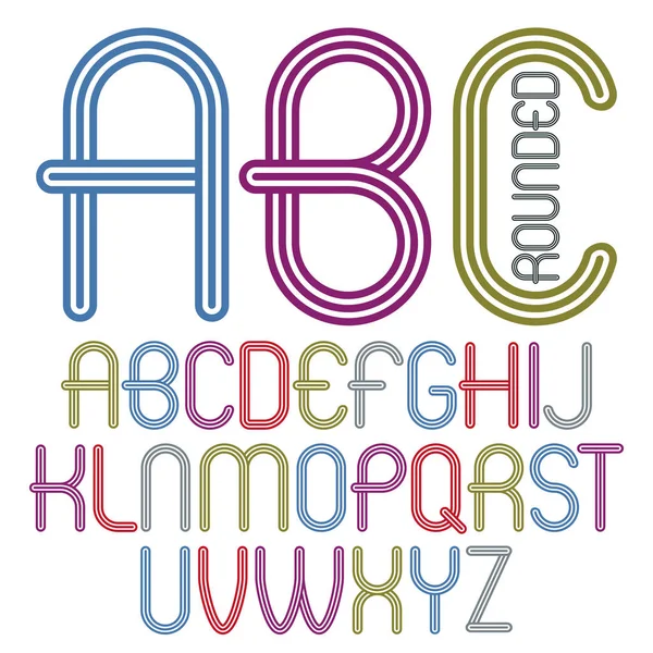 ディスコ ベクトル大文字アルファベットを組み合わせて 分離された Abc のセットです ファンキーな丸みを帯びたフォント Typescript のロゴの設計で使用するためです 幾何学的なトリプル平行線で作られました — ストックベクタ