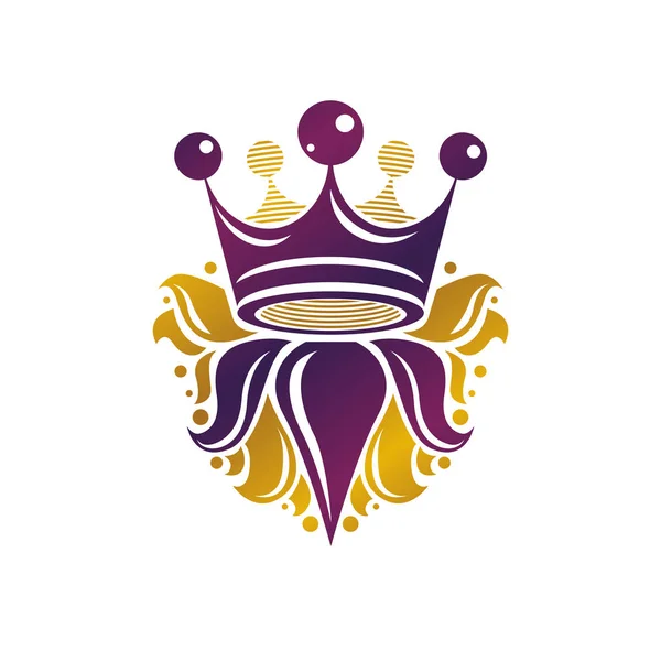 Royal Crown Vektör Çizim Hanedan Tasarım Öğesi Retro Tarzı Logo — Stok Vektör