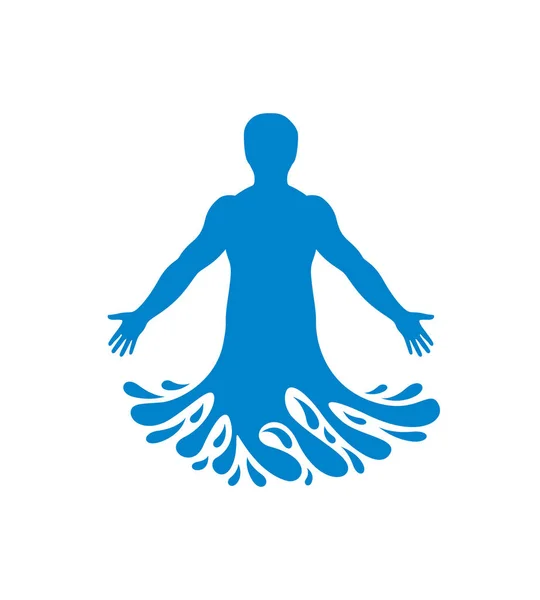 Nsan Atlet Vektör Illustration Poseidon Deniz Tanrısı Bütün Suları Savunucusu — Stok Vektör