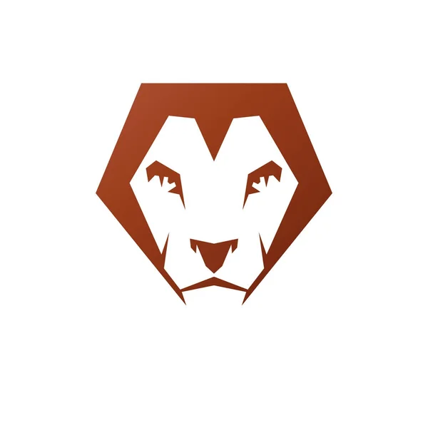Valiente León Rey Cara Emblema Animal Elemento Escudo Heráldico Logotipo — Vector de stock