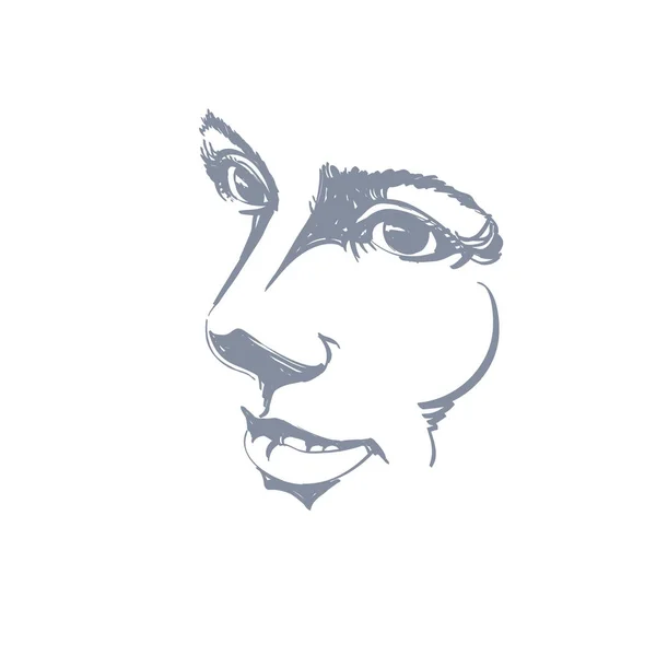 Dessin Vectoriel Femme Coûteuse Pensant Quelque Chose Portrait Noir Blanc — Image vectorielle