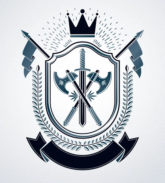 Emblema Elegante Vetor Heráldico Brasão Armas —  Vetores de Stock