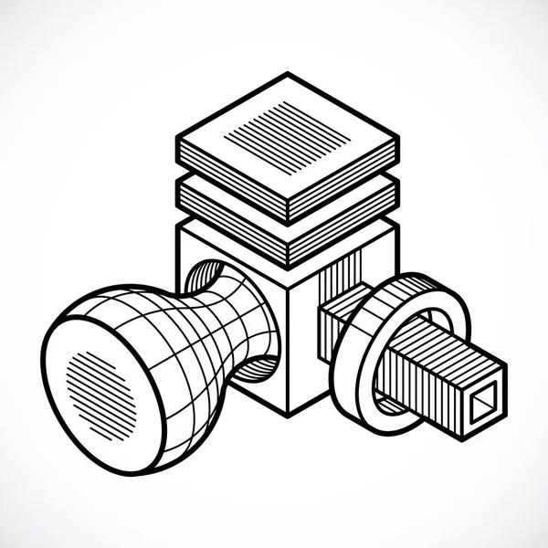 Ingeniería Construcción Tridimensional Vector Abstracto Forma Trigonométrica — Archivo Imágenes Vectoriales