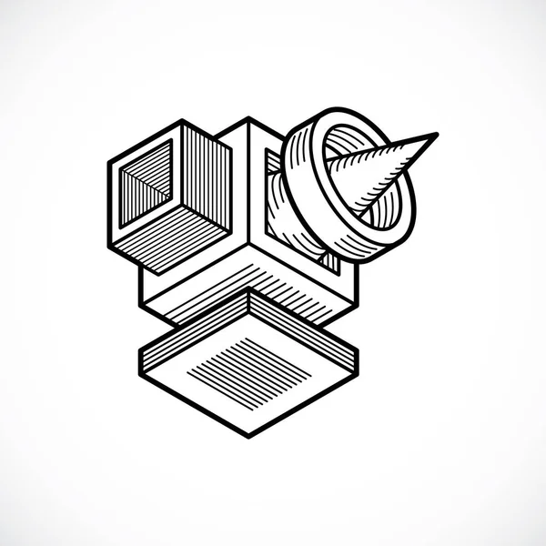 Soyut vektör geometrik formu, 3d yaratıcı şekil.