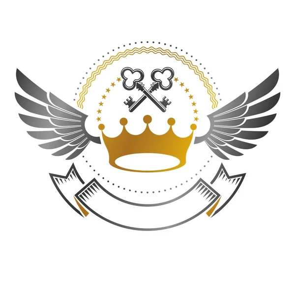 Keizerlijke Kroon Embleem Heraldische Wapen Vintage Vector Logo Oude Logotype — Stockvector