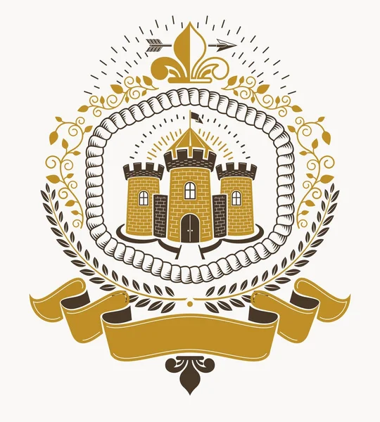 Heráldica Estilo Antiguo Emblema Heráldico Ilustración Vectorial — Vector de stock