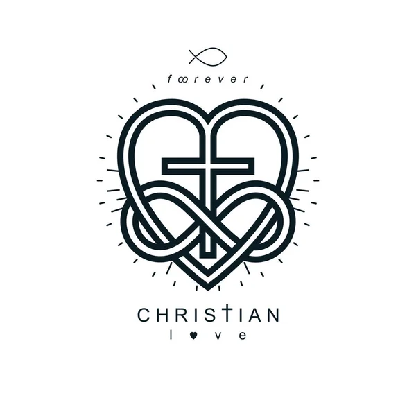 Immortal Love God Conceptual Symbol Combined Infinity Loop Sign Christian — Stock Vector