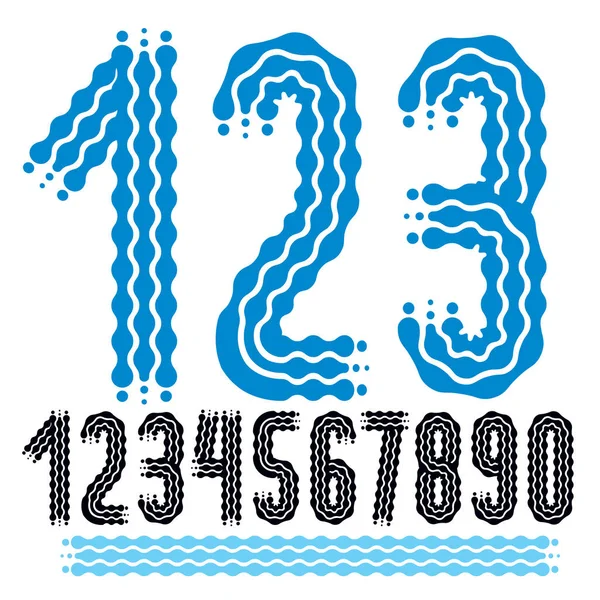 Vector Funky Ornate Numbers Collection Rounded Bold Numerals Can Used — Stock Vector