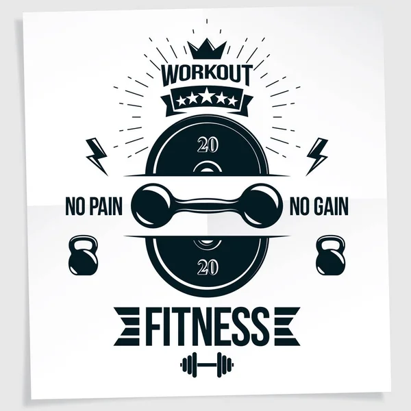 Cross Fit Motivation Poster Created Dumbbell Disc Weight Vector Element — Stock Vector