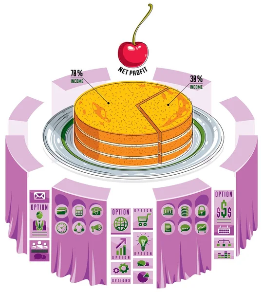 Infographics Şablon Pasta Fikir Vektör Çizim Parçası — Stok Vektör