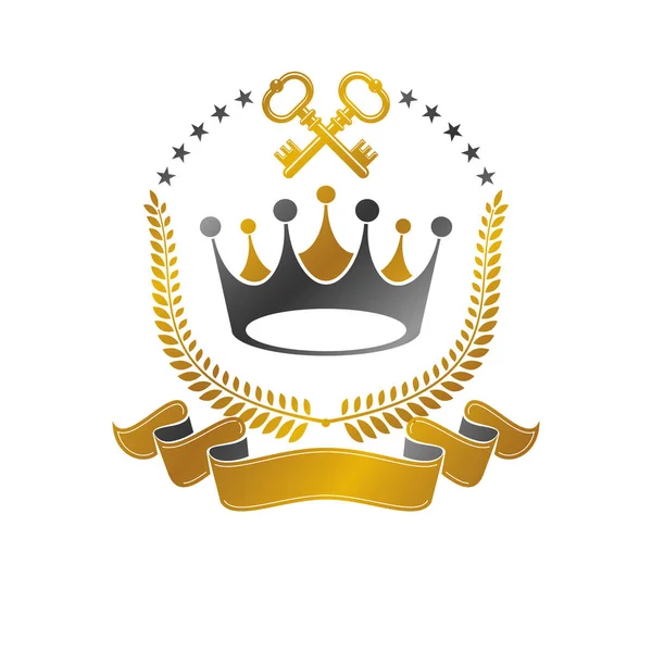 Emblema Corona Real Escudo Heráldico Logotipo Decorativo Ilustración Vectorial Aislado — Archivo Imágenes Vectoriales