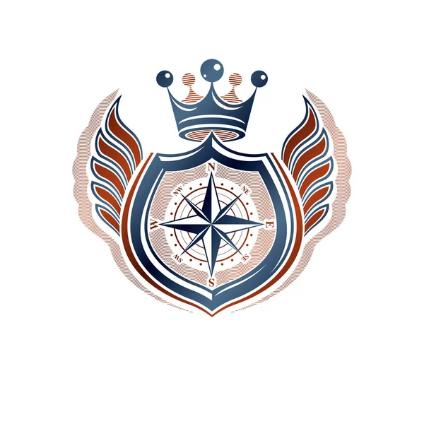 Skotnicka Ozdobny Emblemat Utworzone Pomocą Nawigacji Korony Cesarskiej Skrzydlaty Ochrony — Wektor stockowy
