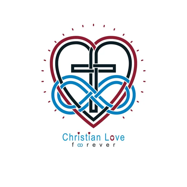 Amour Chrétien Éternel Véritable Croyance Dieu Vecteur Conception Symbole Créatif — Image vectorielle