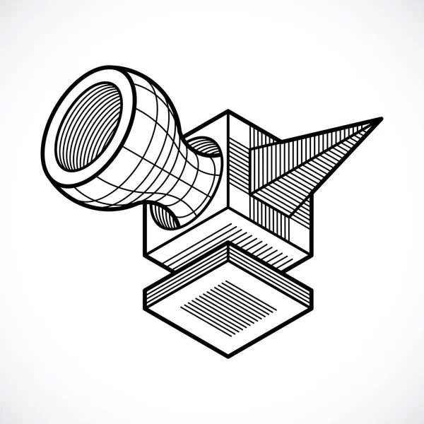 3D tasarım, soyut vektör boyutlu küp şekli.