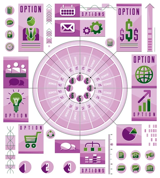 Infografik Kreisförmige Zusammensetzung Kreis Mit Sektoren Und Linien Vektorlayout Illustration — Stockvektor