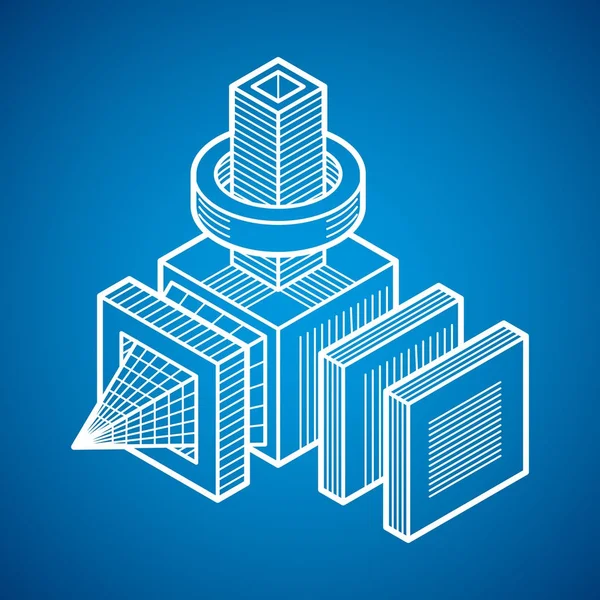 Абстрактная Трехмерная Форма Элемент Куба Векторной Конструкции — стоковый вектор