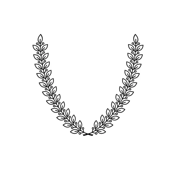 Emblème Floral Laurel Wreath Forme Blason Héraldique Logo Décoratif Illustration — Image vectorielle
