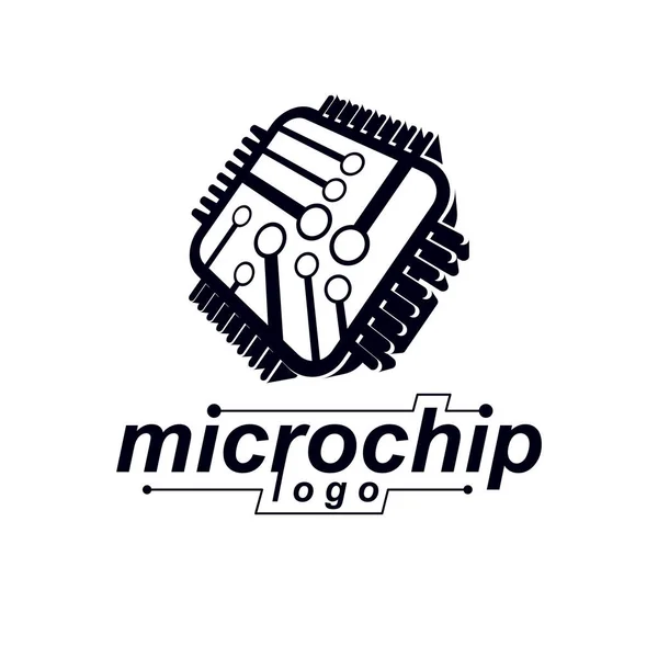 Vektor Mikrochip Design Cpu Informationsteknik Kretskort Fyrkantig Form System För — Stock vektor