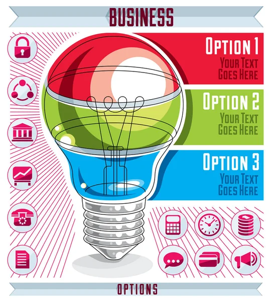 Kreativa Infographics Mall Skiktad Glödlampa Idé Vektorillustration — Stock vektor