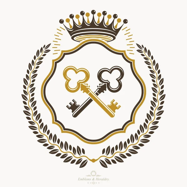 Composición Del Emblema Decorativo Vintage Vector Heráldico — Vector de stock