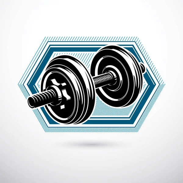 Illustrazione Vettoriale Dumbbell Isolata Bianco Con Peso Del Disco Attrezzature — Vettoriale Stock