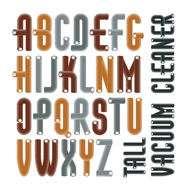 Ensemble Lettres Condensées Hautes Fraîches Alphabet Anglais Majuscules Isolées Fonte — Image vectorielle