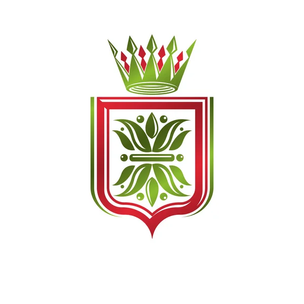 Винтажный Геральдический Герб Созданный Императорской Короной Королевским Символом Цветов Лилии — стоковый вектор