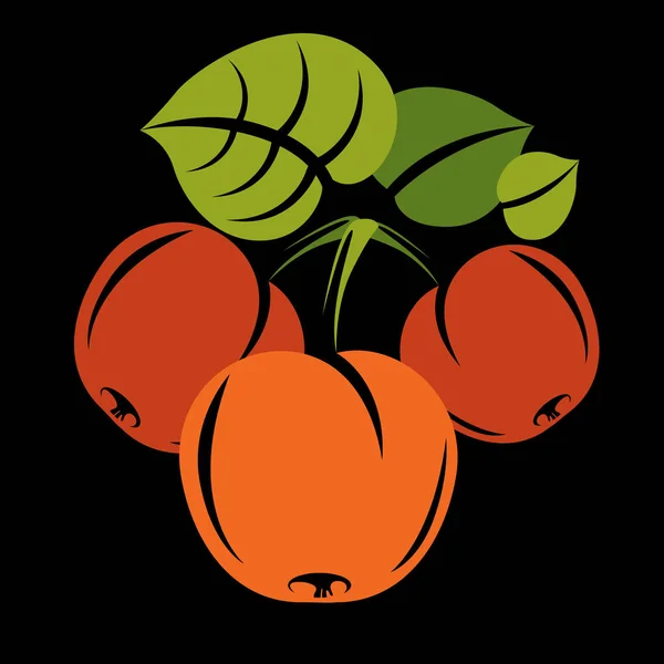 素食有机食物简单例证 传染媒介成熟桔子桃与绿叶隔绝 硕果累累的意念符号 — 图库矢量图片