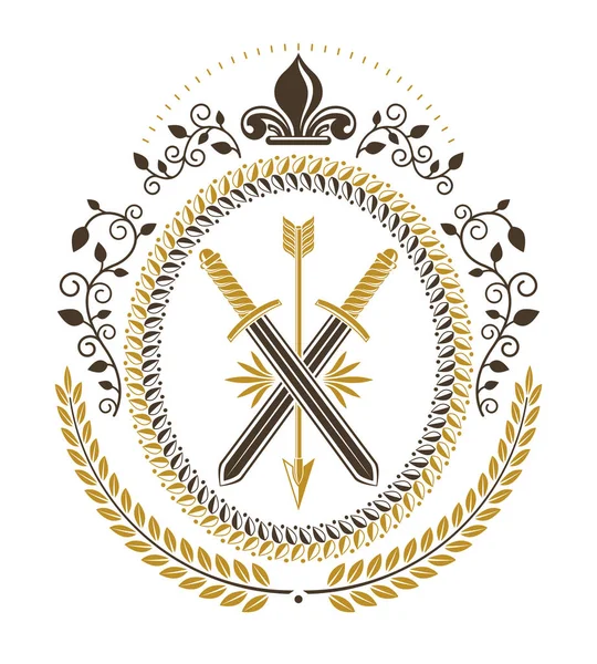 Emblema Vectorial Diseño Heráldico Vintage — Archivo Imágenes Vectoriales