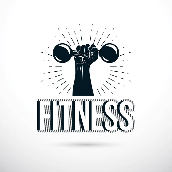 Sportovní Logo Pro Vzpírání Tělocvičnu Fitness Klub Vektorové Ilustrace Svalnaté — Stockový vektor