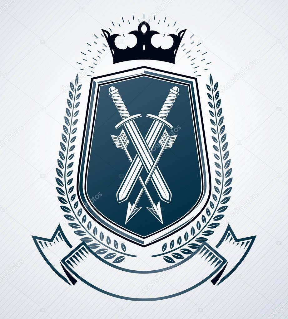 Vector emblem, vintage heraldic design.