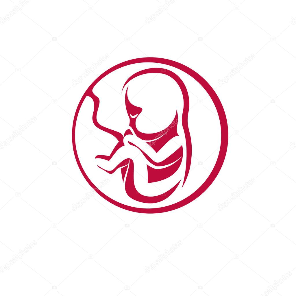 Human fetus hand-drawn vector illustration isolated on white. New life conceptual symbol.