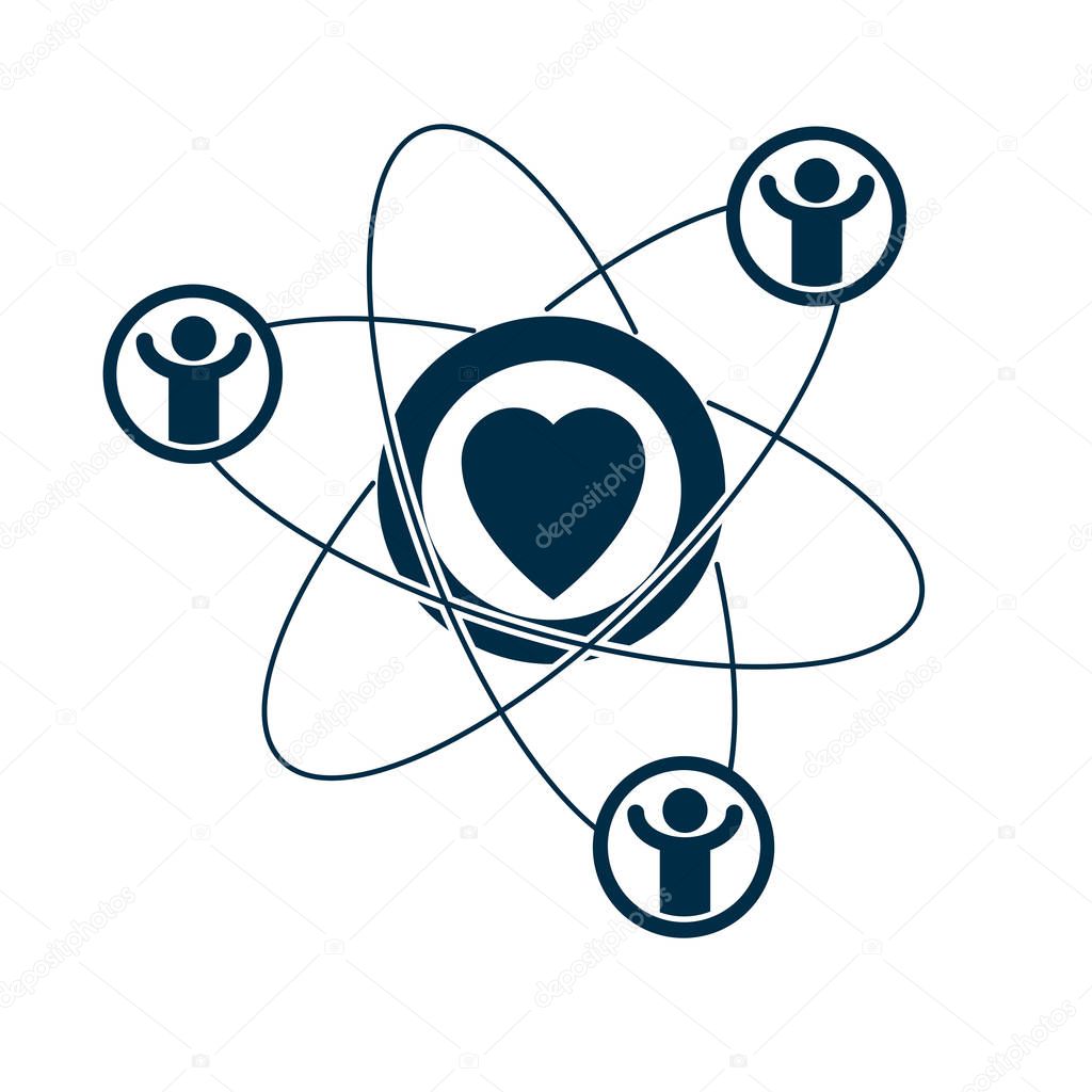 Social Relations conceptual logo, unique vector symbol. Society and person, social interaction. 