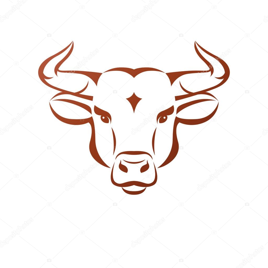 Bull head ancient emblem animal element. Heraldic vector design element. Retro style label, heraldry logo.
