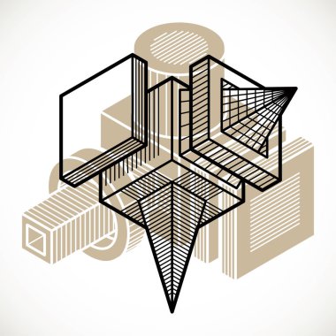 Soyut trigonometrik inşaat, vektör boyutlu tasarım şablonu.