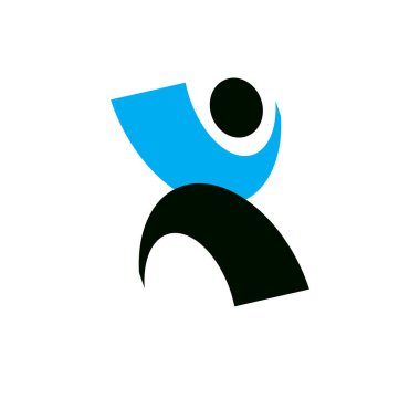 Vektör çizim kadar ulaşan ile mutlu soyut insan. Özgürlük kavramsal sembol. Mutluluk metafor simgesi. 