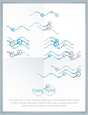 Soyut dalgalı çizgiler ritim desen kullanılmak üzere grafik ve web tasarım. Vektör teknolojisi flyer şablonu.