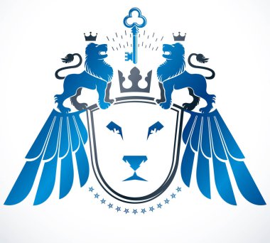 Eski tarz herallik, heraldik amblem, vektör illüstrasyonu.