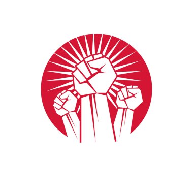 Kaslı bir erkek kaldırdı kolu ile yapılan vektör simgesi. Güç ve yetki kavramsal logosu.