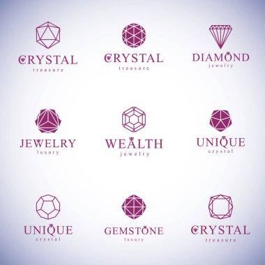 Vektör soyut geometrik şekiller lüks logo olarak kullanmak için en iyi dizi. Parlak takı işareti.