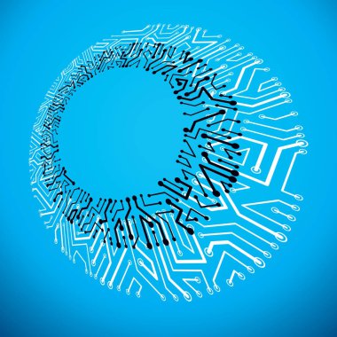 Dairesel mikro işlemci şeması olan vektör teknolojisi işlemci tasarımı. Bilgisayar devre kartı, dijital öge.